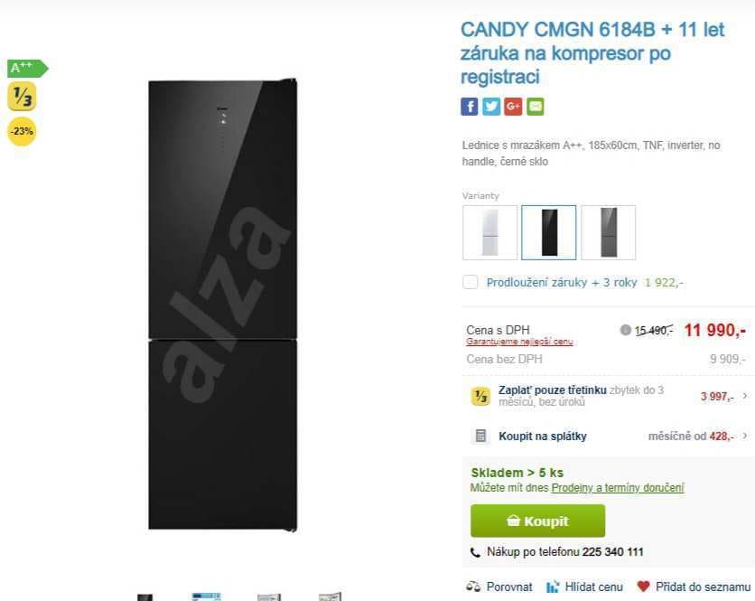Lednice Candy, A++, 186 cm, no frost
