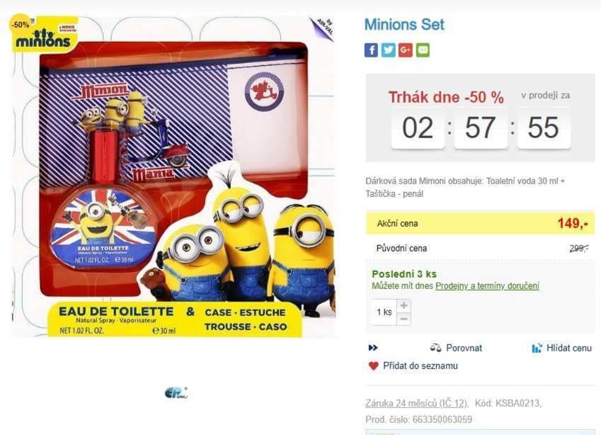 Dárková sada Mimoni (edt 30ml + penál)