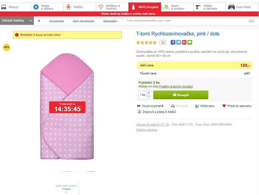 Rychlozavinovačka T-tomi, pink / dots