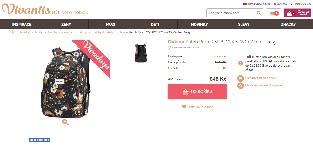 Batoh Dakine Prom Winter Daisy 25 l