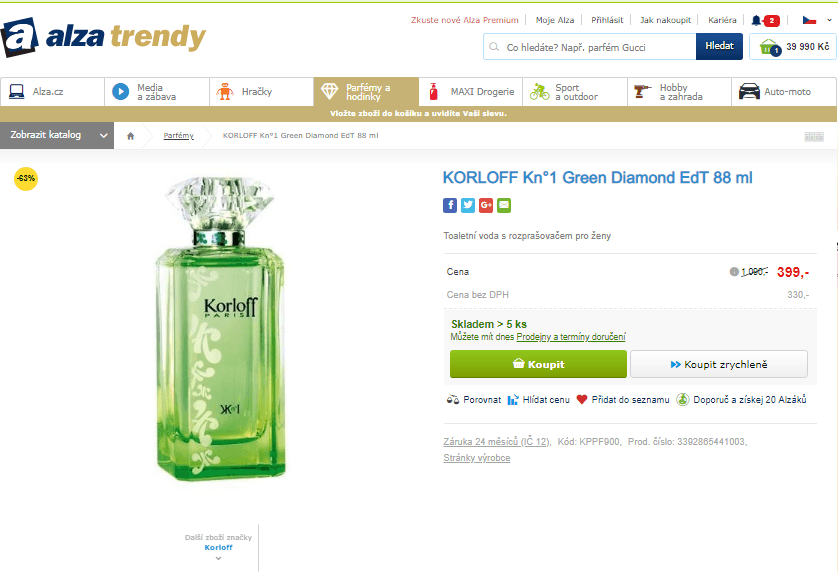 KORLOFF Kn°1 Green Diamond EdT 88 ml