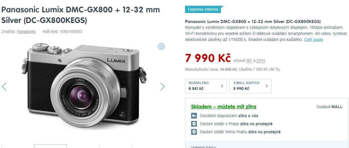 Panasonic LUMIX GX800, 16MPx, Wifi