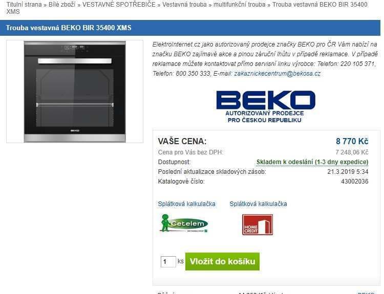Multifunkční trouba Beko, gril