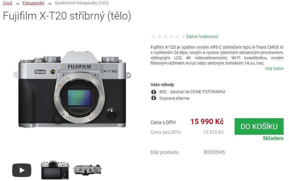 kompakt s výměnným objektivem Fujifilm X T20