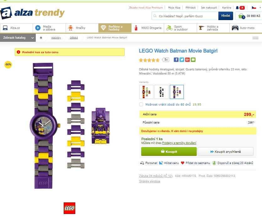 Dětské hodinky Lego Wacht Batgirl
