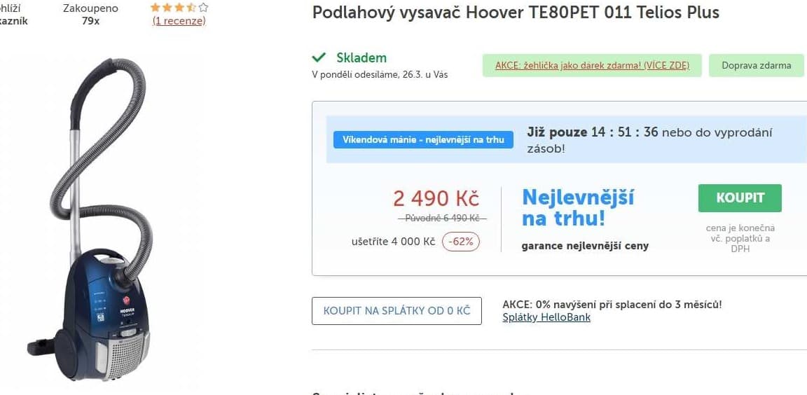 Sáčkový vysavač Hoover TELIOS PLUS