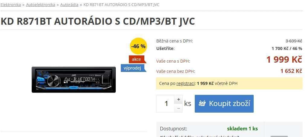 Autorádio CD, Bluetooth, USB - JVC
