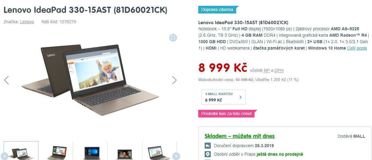Lenovo, až 3GHz, 4GB RAM, 15,6"
