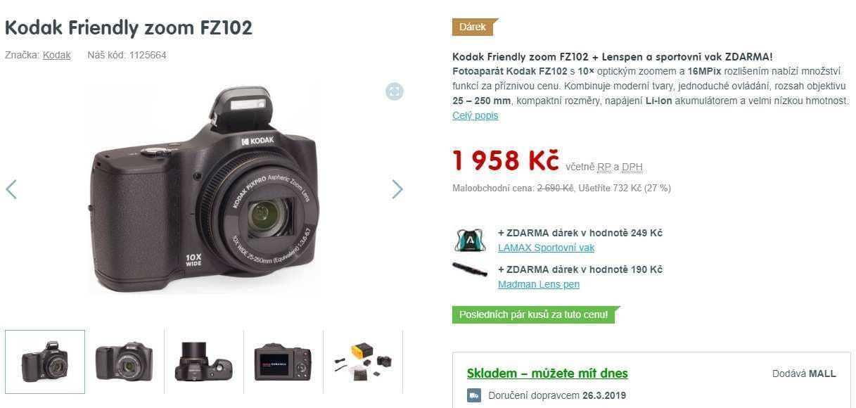Kodak, 16MPx, 10x zoom, stabilizace