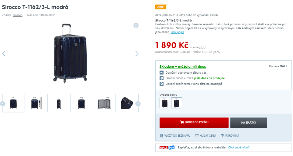 Cestovní kufr Sirocco T-1162/3-L