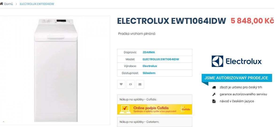 Pračka Electrolux, 6kg, 1000 ot, A++