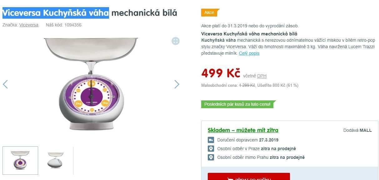 Kuchyňská váha Viceversa by Luca Trazzi