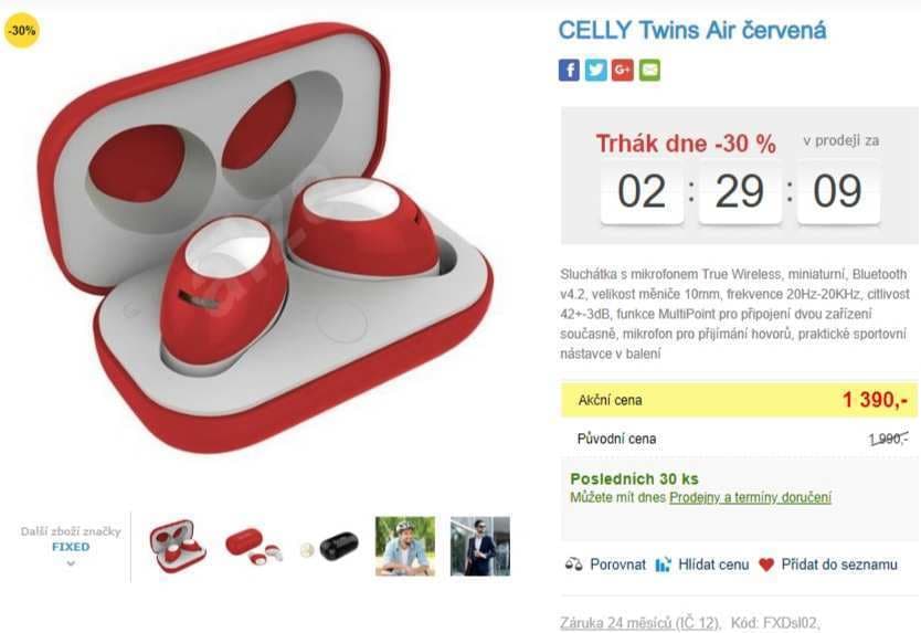 BT sluchátka CELLY Twins Air 