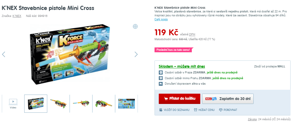 Stavebnice pistole Mini Cross K´NEX