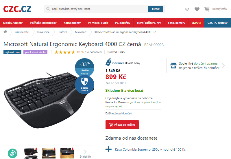 Klávesnice Microsoft Natural Ergonomic 4000 CZ