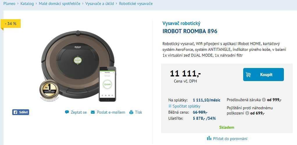 Robotický vysavač iRobot Roomba 896 j