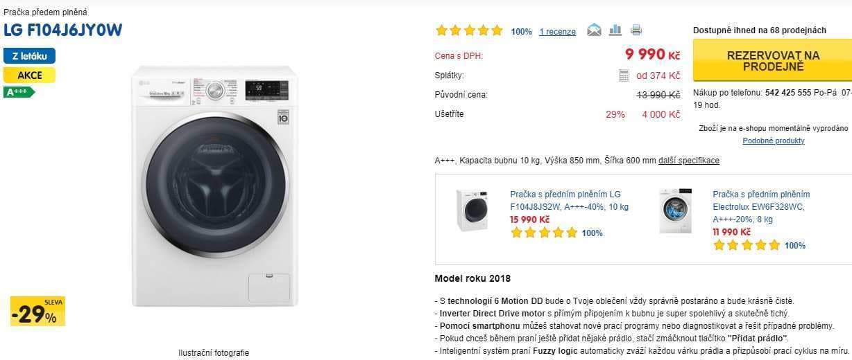 Parní pračka LG, 10kg, 1400 ot., NFC, A+++