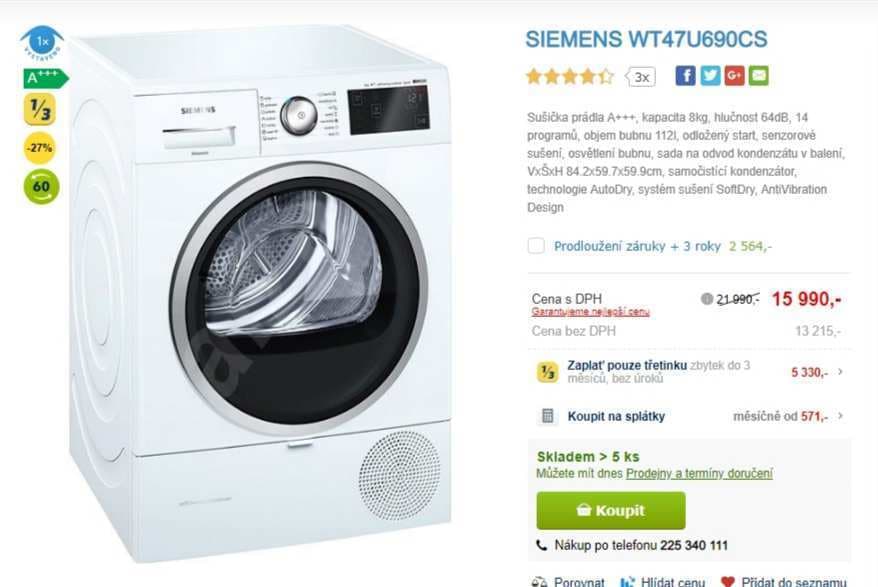 Sušička prádla Siemens, 8kg, A+++