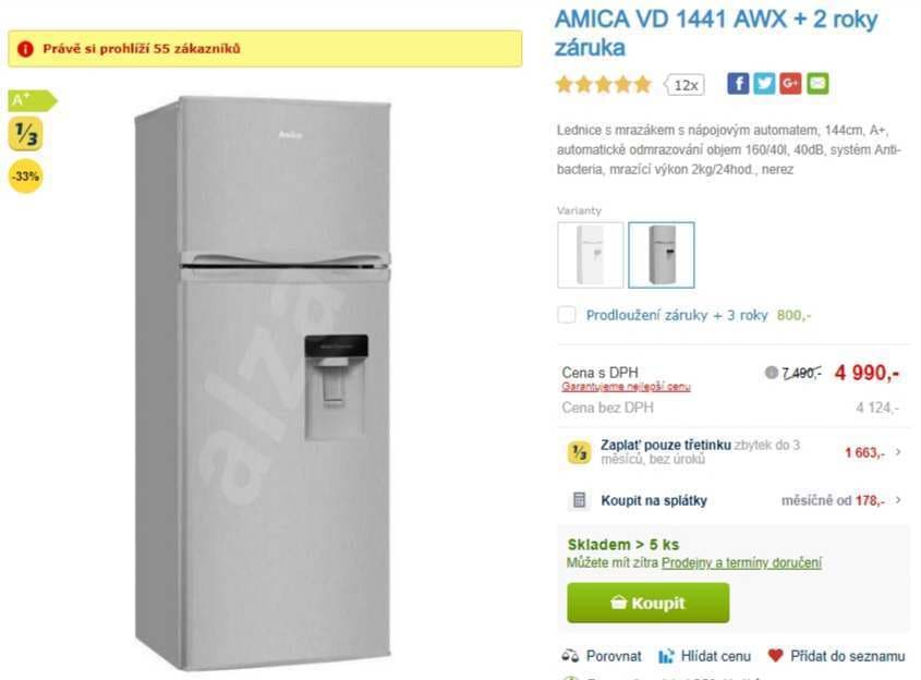 Chladnička komb. Amica s nápojovým automatem