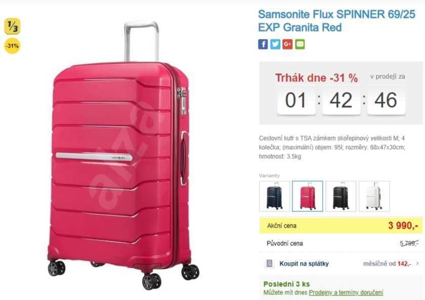 Skořepinový kufr Samsonite, M, 95 litrů