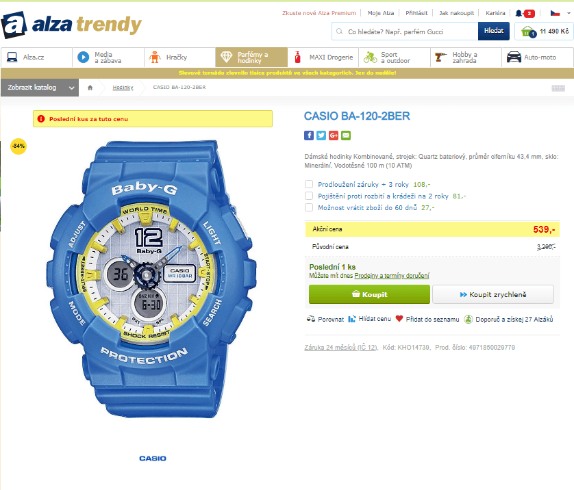 Dámské hodinky CASIO BA-120-2BER