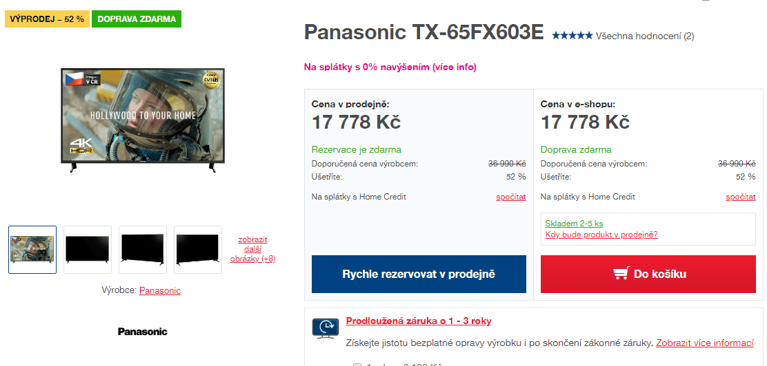 Ultra HD Smart TV, HDR, 164cm, Panasonic