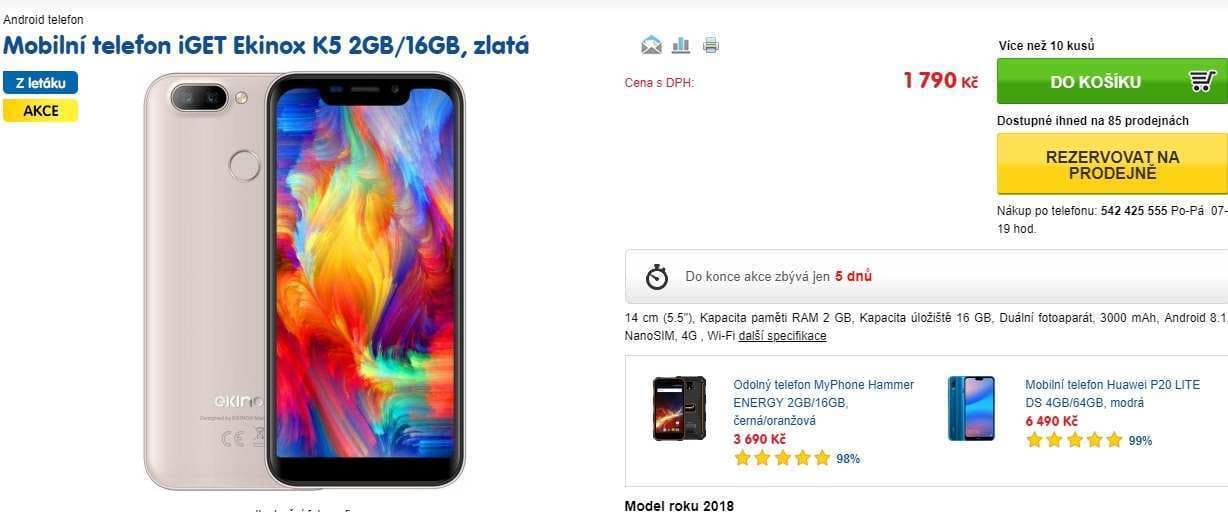 iGET, 4x 1,3GHz, 2GB RAM, 5,5", LTE, FaceID
