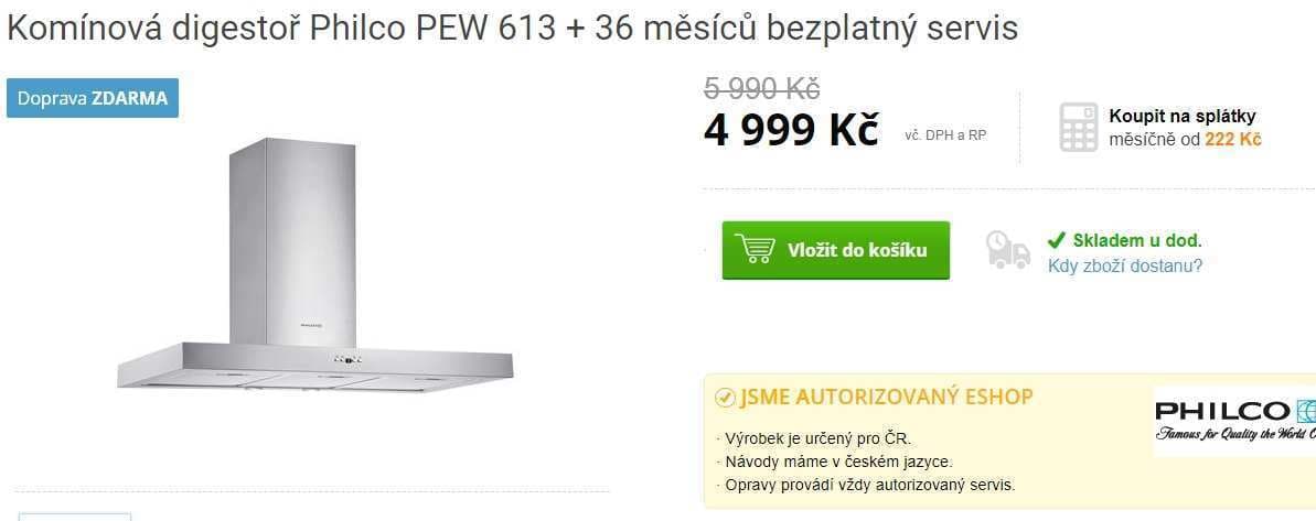 Komínová digestoř Philco, 688 m