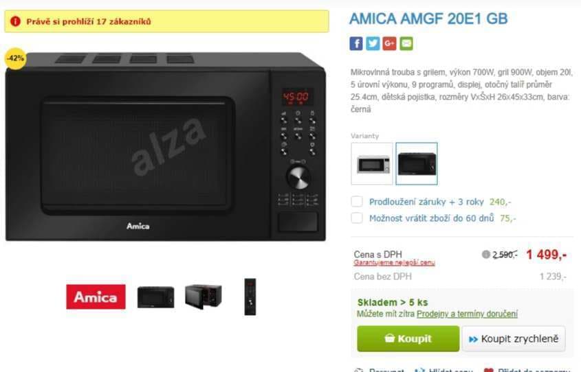 Mikrovlnná trouba AMICA, gril