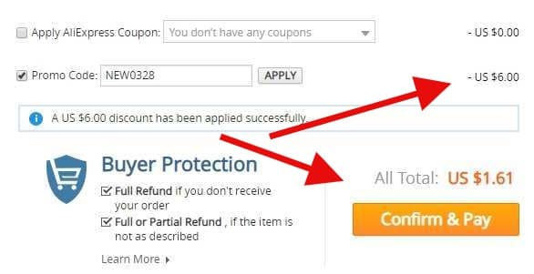 Aliexpress - sleva 6 dolarů z nákupu nad 7