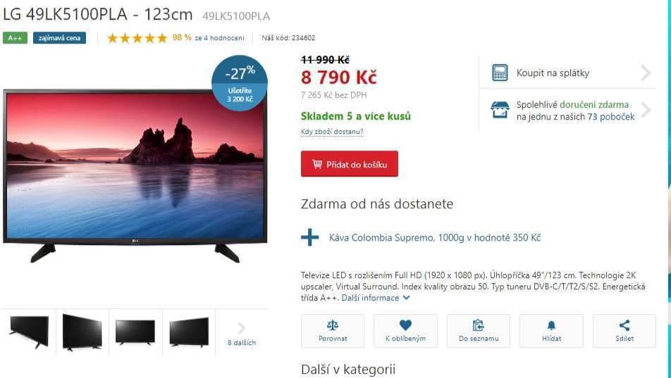 Full HD LED TV, T2, 123 cm, LG