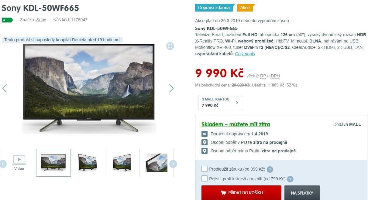 Full HD LED TV, Smart, HDR, 126cm, SONY