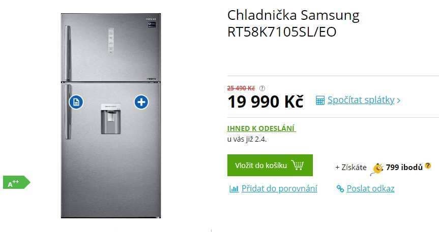 Lednice Samsung, 179x84 cm, A++, led