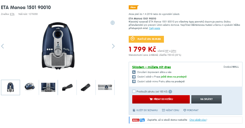 Vysavač Eta Manoa 1501