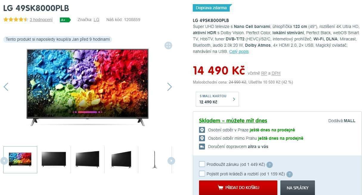 Ultra HD TV, HDR, Smart, 123 cm, LG