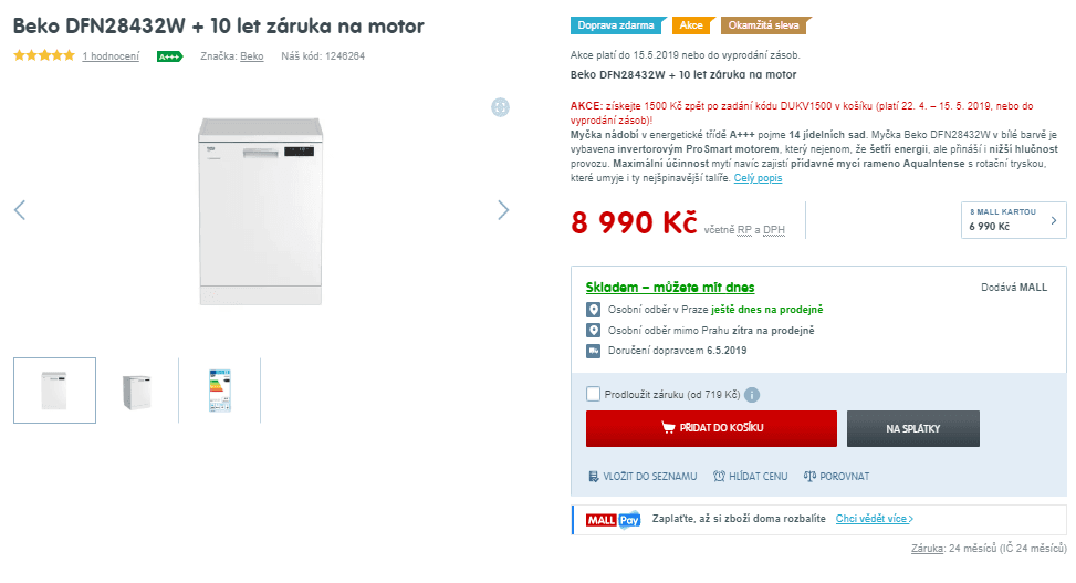 Myčka Beko, A+++, 14 sad, LCD displej