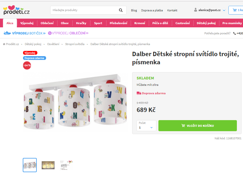 Svítidlo pro děti trojité Dalber Písmenka