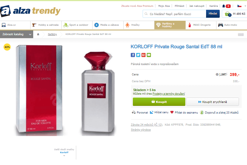 KORLOFF Private Rouge Santal EdT 88 ml