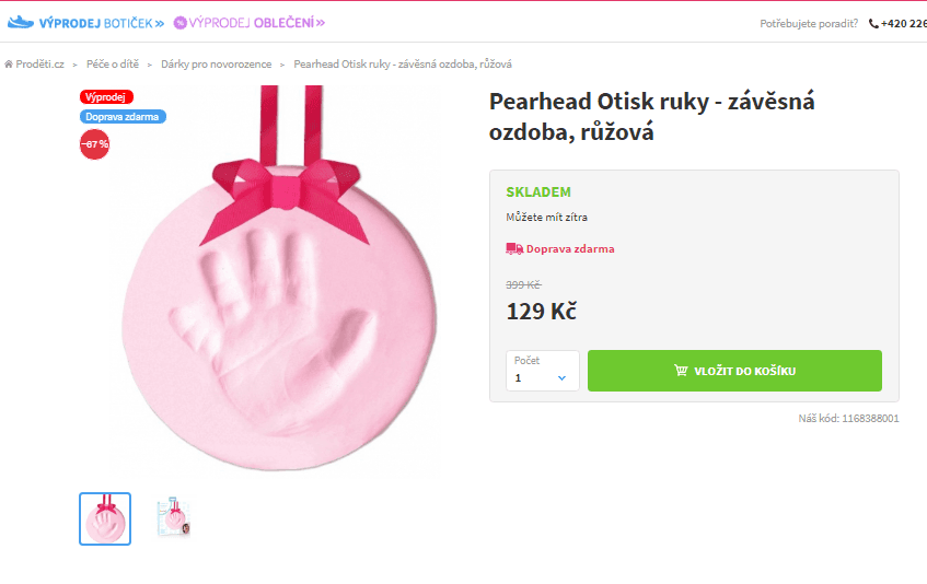 Otisk ruky Pearhead - závěsná ozdoba