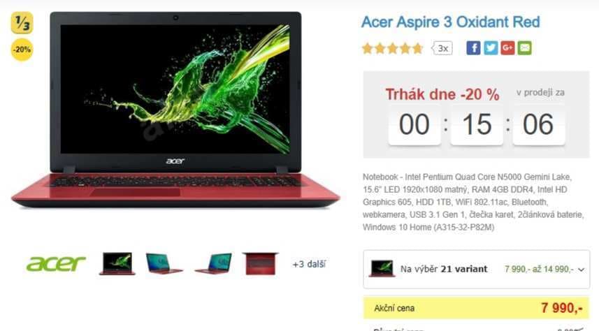 Acer, až 2,7GHz, 4GB RAM, 15,6"