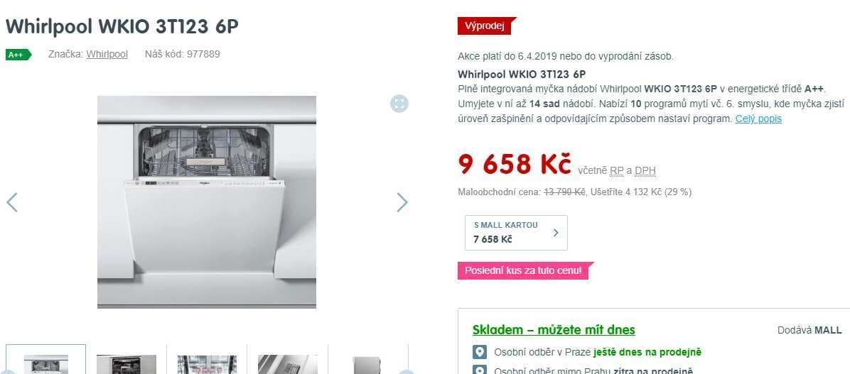 Vestavná myčka Whirlpool, 14sad, A++