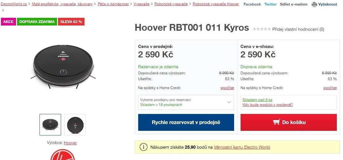 Robotický vysavač Hoover Kyros