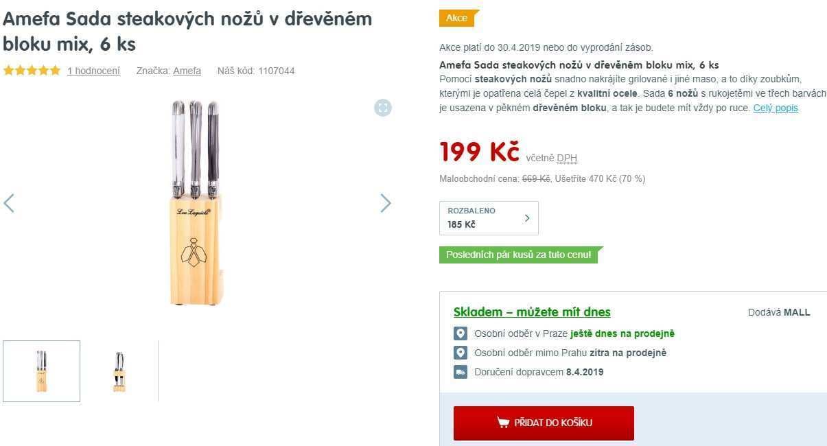 6 steakových nožů v dřevěném stojanu AMEFA