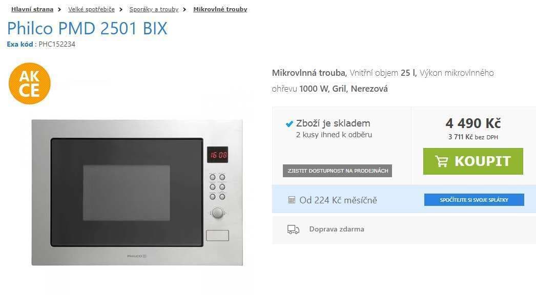 Vestavná mikrovlnka Philco, gril