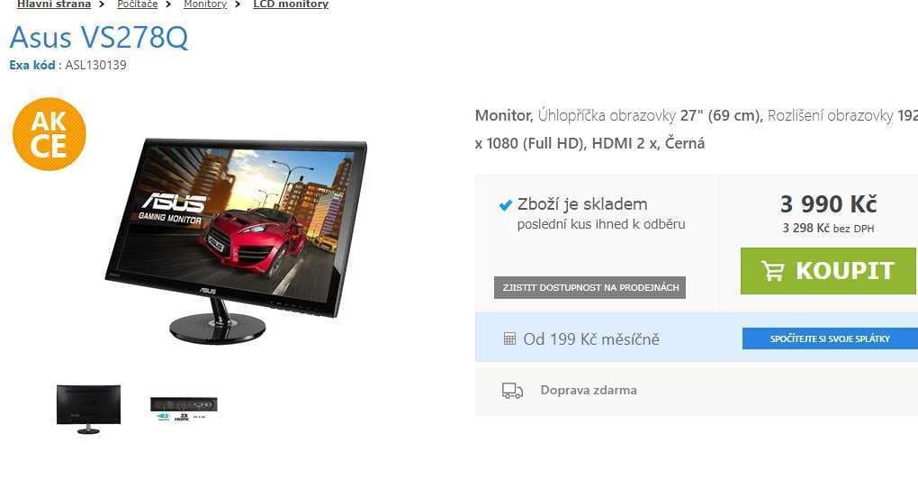 PC monitor Asus, 27", full HD, repro