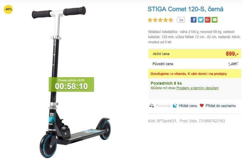 Koloběžka STIGA Comet, nosnost 50kg