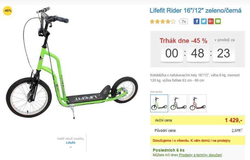 Koloběžka, nosnost 90kg, Lifefit Rider
