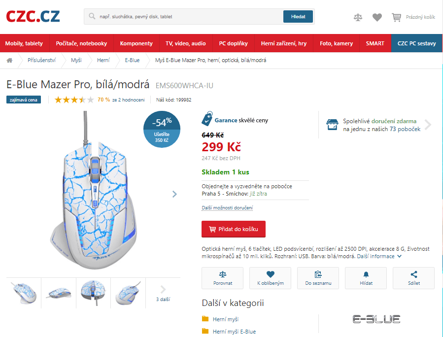 Herní myš E-Blue Mazer Pro modrá