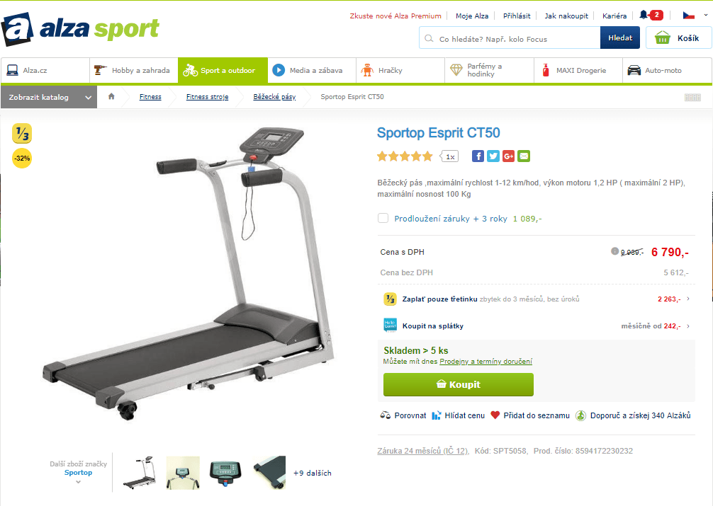 Běžecký pás Sportop Esprit CT50