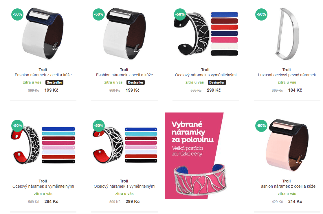 Sleva 50% na ocelové náramky Troli